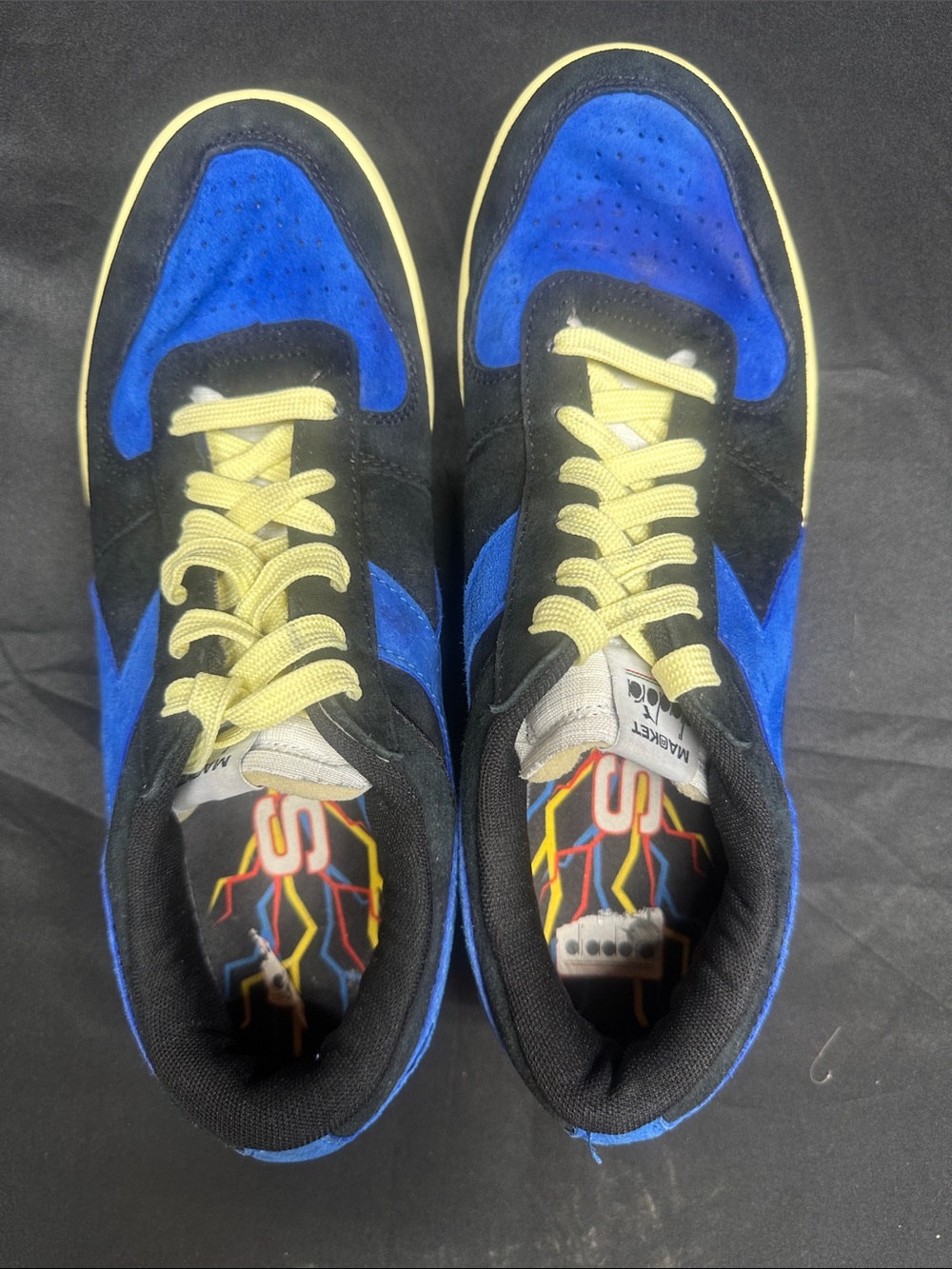 #S-1110 Diadora Men's Blue and Black Suede Retro Sneakers SZ 9